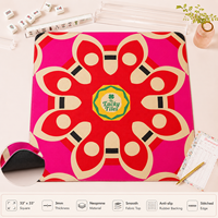 Tapis de table de mahjong/poker américain moderne de luxe pliable en néoprène de 33 pouces, motif floral, couleurs rose/vert, pour divertissement