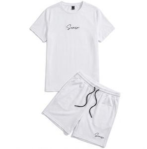 Factory Custom Men 2 Piece Shorts <b>Set</b> 100% Cotton <b>Knitted</b> Quick Dry Casual Summer Outfit with Custom Logo - Product Image 1