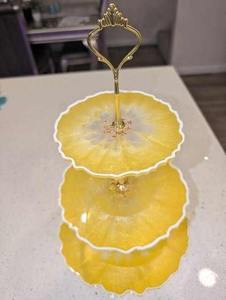 UO Decorative <b>3</b>-<b>Tier</b> Resin Handmade Eco-Friendly Round <b>Cake</b> <b>Stand</b> Sweet Tables Elegant Dessert Pedestal Weddings Anniversary - Product Image 1