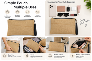 Canvas Casual Practical Hanging Recyclable <b>Large</b> Reusable Cosmetic <b>Bag</b> Zipper Pouch Foldable Storage Case Travel <b>Toiletries</b> - Product Image 5