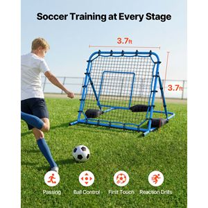 Rete Rimbalzante Portatile per Calcio con Controllo Angolare Rapido, Telaio in Ferro Resistente e Rete in PE per Allenamento di Calcio e Passaggi - Product Image 2