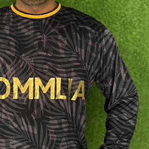 Men's Long Sleeve Sublimation Printed T-Shirt With Palm Pattern Gold Logo Regular Fit O-Neck Quick Dry Casual Wear - Product Image 6