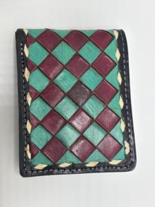Hand Tooled Leather <b>Wallet</b> Handmade Checkered Pattern Bifold <b>Wallet</b> Genuine Leather Men's <b>Wallet</b> - Product Image 4