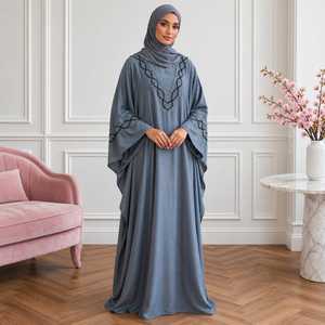 Nueva Abaya de Poliéster con Bordado y Cuentas, Estilo Kaftán Elegante, Largo hasta el Suelo, Holgada y Abierta, para Mujeres Musulmanas - Product Image 5