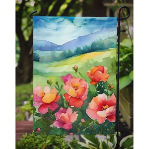 Iowa sauvage multicolore Prairie Roses aquarelle jardin drapeau illustration pour Patio cour décoratif boîte aux lettres drapeau bannière pour parterres de fleurs - Product Image 3