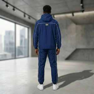 ชุดเซ็ตเสื้อแจ็คเก็ตฮู้ดซิปและกางเกงขายาวสไตล์วินเทจ Y2K สำหรับผู้ชายและผู้หญิง พร้อมโลโก้แบบกำหนดเอง - Product Image 4