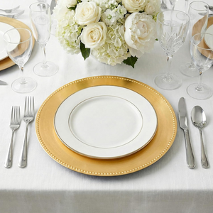 Assiette de présentation dorée élégante avec finition décorative pour table de dîner, réception de mariage, banquet, fête, décoration d'événements - Product Image 3