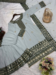 Conjunto de 3 Piezas FATEMA FASHION, Kurti Moderno de Tela Georgette, Sharara y Dupatta de Secado Rápido, Salwar Kameez para Fiestas y Bodas - Product Image 6