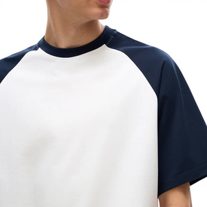 T-shirt pour homme à manches raglan, col rond, blanc marine, coupe classique, décontracté, couleur unie, tricoté, design uni - Product Image 5