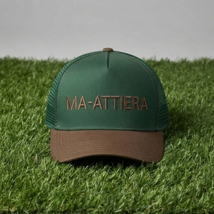 Men's <b>Green</b> Brown Trucker Cap Mesh Back Snapback Baseball <b>Hat</b> Custom Embroidered Logo Adjustable - Product Image 5