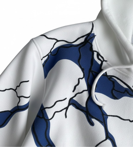 Sweat à capuche oversize blanc personnalisé pour homme – Polyester/Coton respirant et imperméable, style streetwear, vente en gros - Product Image 3