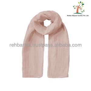 Écharpe en mousseline de coton 100% de haute qualité Écharpe unie douce, confortable, personnalisée et multicolore Écharpe en coton froissé - Product Image 2