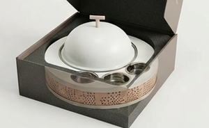 Deluxe Round Ceramic Casserole Food Warmer Stainless Steel Linings Laser Cut Copper Base Insulated Hot <b>Pot</b> Cover <b>Plastic</b> Handle - Product Image 5