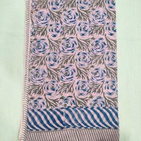 Selendang Wanita Musim Panas Bahan Katun Batik Motif Bunga Persegi Panjang, Cetak Kustom, Cepat Kering, Anti-Bakteri, Tahan Lama, dan Bernapas