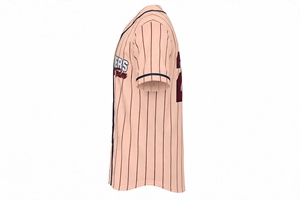 Maillot de baseball personnalisé à rayures sublimées Fallen Riders Support Team, couleur crème pêche, manches courtes, boutonné, tenue sportive d'équipe - Product Image 5