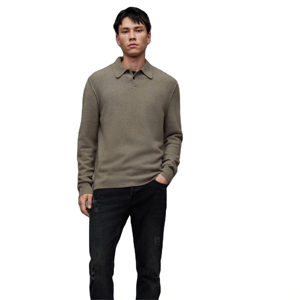 Jersey de Punto para Hombre, Transpirable, Manga Larga, Color Sólido, Estilo Casual, Diseño Antipilling, Cuello Camisero - Product Image 1