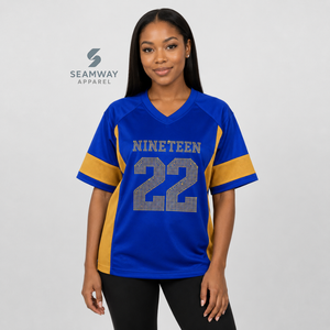 Maillot de football pour femmes de la sororité Sigma Gamma Rho, col en V, manches courtes, panneaux en mesh, évacuation de l'humidité, maillot de performance pour équipe - Product Image 5