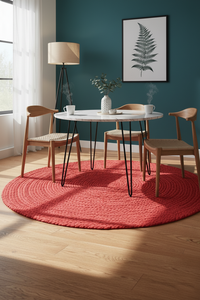 Fibra de Yute natural rústica hecha a mano ecológica comodidad tejida a mano trenzada moderna abstracta compatible con mascotas Reversible 1 pieza - Product Image 2