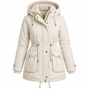 <b>Womens</b> Quilted Outerwear Coat <b>for</b> Cold Days Hooded Warm Coat with Cotton Filling Casual Plus Size Sports Jacket - Product Image 2