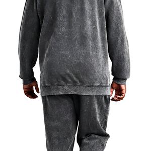 Conjunto Deportivo Vintage Lavado para Hombre, Sudadera con Capucha Oversize Estilo Urbano y Pantalones de Chándal, Traje Casual para Correr, Logotipo Personalizado, Algodón - Product Image 3