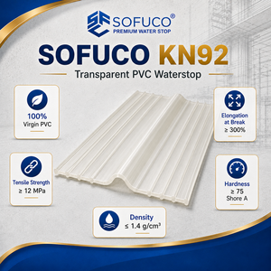 Profilés PVC vierges Sofuco KN92 Waterstop transparents et blancs pour projets de structures en béton hydraulique (OEM/ODM/Emballage) - Product Image 3
