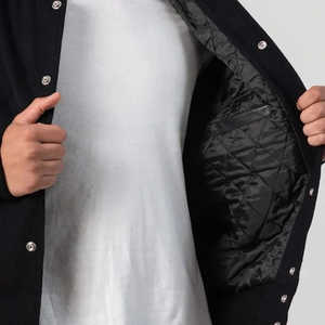 Veste d'hiver Letterman en laine avec manches en cuir véritable, vêtement d'hiver élégant et stylé pour homme. - Product Image 6