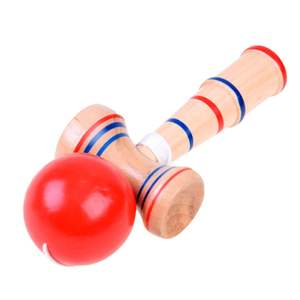 Jouets Kendama en bois peints, jeu traditionnel japonais de lancer et de attraper |   Jeu de coordination œil-main avec coupelle et balle - Product Image 4