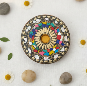 Porta Incienso Redondo de Piedra Hecho a Mano para Conos y Varillas – Quemador de Incienso Decorativo Navideño | Decoración Redonda Hecha a Mano para el Hogar Round-ISRH2 - Product Image 3