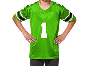 Maillot de football sublimé personnalisé, noir uni, uniforme de football américain, col en V, vêtements de sport d'équipe pour hommes et garçons - Product Image 4