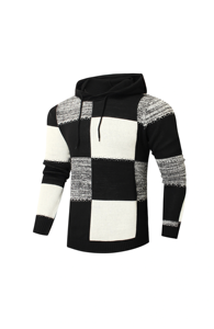 Pull à capuche en tricot uni pour homme, très vendu, en coton 100% doux et légèrement extensible, à manches longues, style décontracté streetwear - Product Image 2