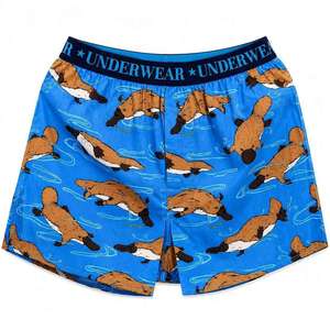 Boxer basique pour homme en coton tricoté, motif ours polaire bleu, taille mi-haute, respirant et à motifs - Product Image 4