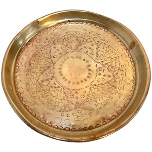 Two-Tone Round Metal Serving Tray with <b>Gold</b> Stud Accents Brushed Silver Stainless Steel Decorative Tray for Bar Coffee <b>Table</b> - Product Image 6