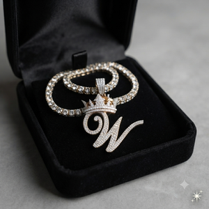 Trendy Hip Hop Custom Iced <b>Initial</b> Alphabet Letter Crown Pendant 925 <b>Silver</b> Lab Grown Diamond Engagement Wedding Party <b>Necklace</b> - Product Image 6