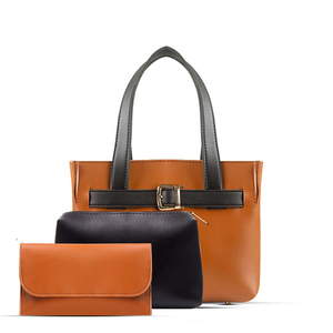 Bolso Tote de Cuero Genuino Color Bronceado para Mujer, con Cierre de Hebilla y Dos Asas, Estilo Clásico para Uso Diario, para 2026 - Product Image 1