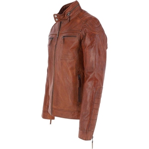 Chaqueta de Cuero Clásica de Cordero, a la Moda, Impermeable, Último Estilo, Chaquetas de Cuero para Hombre, Diseño de Manga Regular, Cuello Alto - Product Image 5