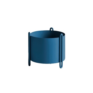 Modern Blue Metal Planter with <b>Stand</b> Minimal Indoor Plant Pot Stylish Decorative Planter Contemporary Home Decor Accent TRENDY - Product Image 1