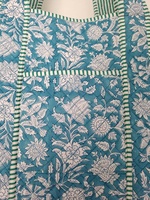 Grand sac fourre-tout pour femme, imprimé floral, écologique, élégant, bleu matelassé, fermeture ouverte, pour le quotidien, les courses et les voyages - Fabriqué en coton indien de haute qualité