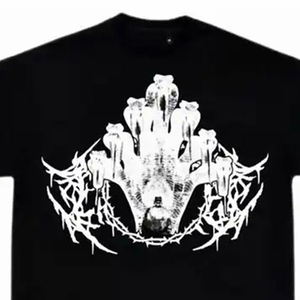 เสื้อยืดโอเวอร์ไซส์ผ้าคอตตอนเนื้อหนา พิมพ์ลาย DTG คุณภาพสูง ล้างสีแบบ Dirty Wash ประดับมุกและอัญมณี แขนยาวสองชั้น แบบครอป - Product Image 3