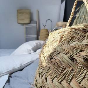 Abat-jour en jonc de mer fait main de haute qualité, couvercle de lampe tissé naturel pour décoration rustique de la maison - Product Image 3