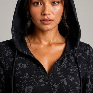 Combinaison décontractée à taille haute pour femme, personnalisée, douce, extensible, à capuche, à manches longues, à motifs, coupe confortable - Product Image 3