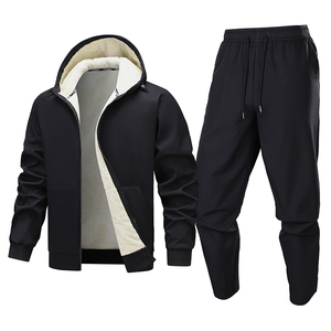 Survêtement à capuche noir pour homme, coupe-vent, en polyester écologique, pour entraînement de football en club, survêtement d'hiver pour homme - Product Image 1