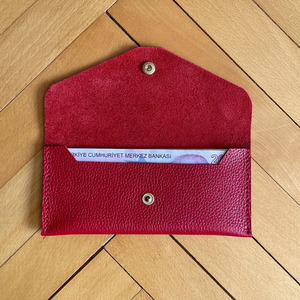 Handmade leather <b>cash</b> <b>envelope</b> featuring multiple compartments genuine cowhide leather secure closure compact storage for sale - Product Image 5