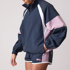 Women's High Quality 100% Nylon Windbreaker <b>Tracksuit</b> Set Summer Lightweight Breathable Zip Jacket & Shorts 2 Pcs Sports Suit - Product Image 6