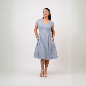Vestido corto informal de manga corta de sarga para mujer, hecho en Sri Lanka - Product Image 3