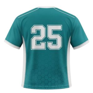 Maillot de lacrosse unisexe bleu sarcelle et blanc en polyester, coupe athlétique, léger, vêtements de sport pour l'entraînement et les matchs - Product Image 2