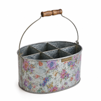 Ensemble de 3 jardinières en métal galvanisé à motif floral vintage pour la maison et le jardin