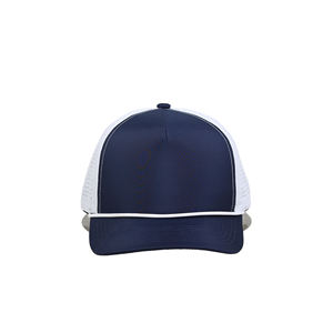 Gorra Unisex Ajustable de 6 Paneles con Cierre a Presión, 100% Algodón, Malla Transpirable, para Actividades al Aire Libre, Color Azul Marino y Blanco - Product Image 2
