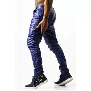 Pantalons en cuir véritable pour hommes, style High Street, taille moyenne élastique, vêtements décontractés, légers et respirants, nouvelle collection - Product Image 3