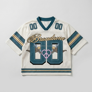 Camiseta Deportiva Retro de Fútbol Americano y Fútbol Soccer, Personalizada OEM, de Alta Calidad, en Malla de Poliéster, Estilo Holgado, Corta, Tallas Grandes, para Verano - Product Image 2