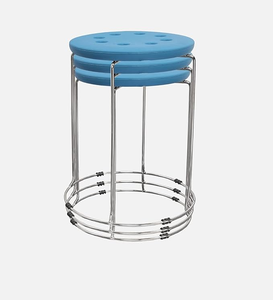 Portable Round <b>Plastic</b> <b>Stool</b> with Chrome Steel Legs Lightweight Seating <b>Stool</b> for Home and Outdoor Use - Product Image 4